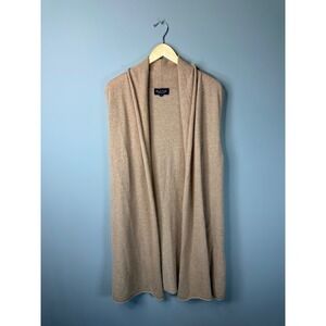Claudia Nichole Vest Womens XL Tan Cashmere Open Front Long Side Slits